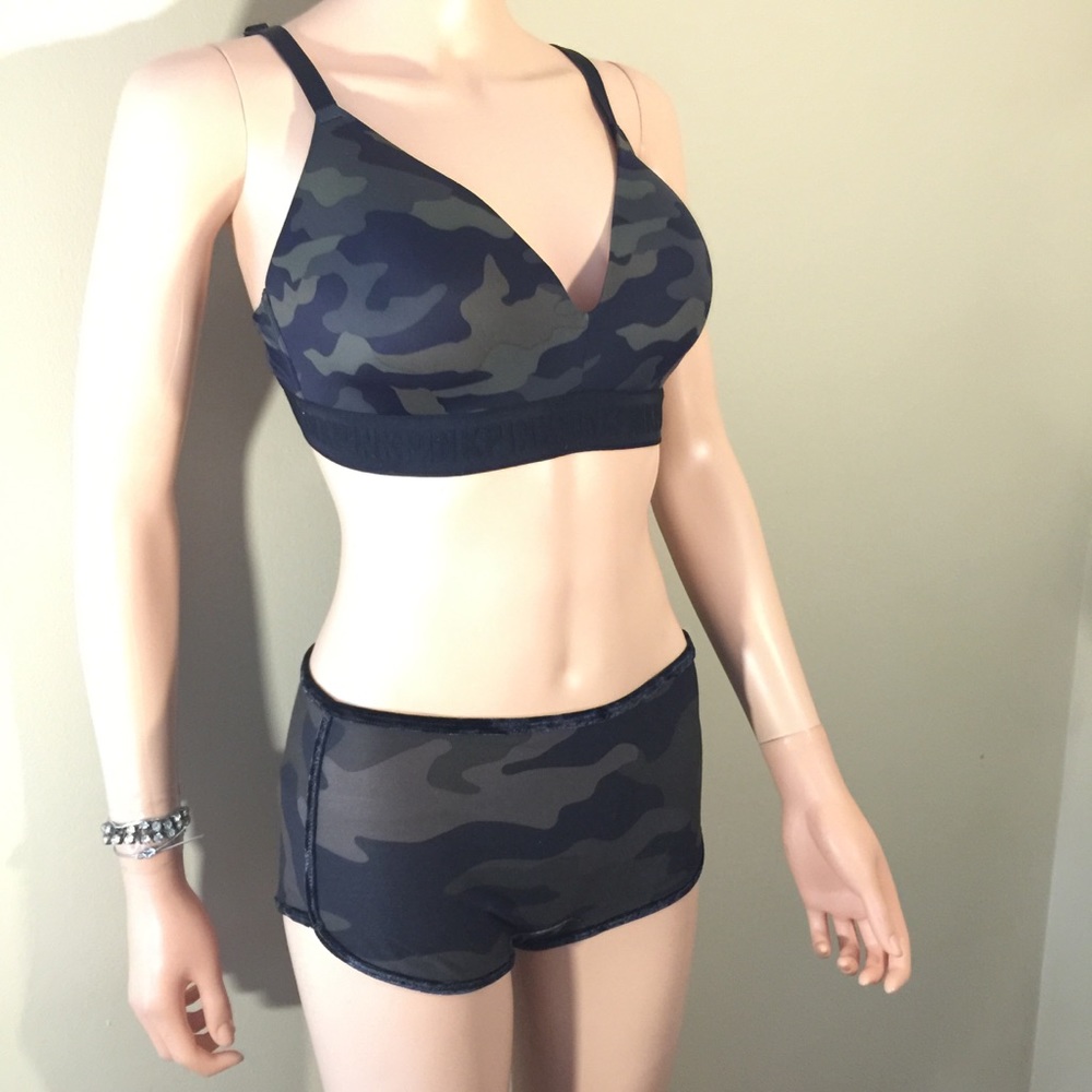 Pink Victoria Secret Camo Bra & Boyshorts - Picture 8 of 11